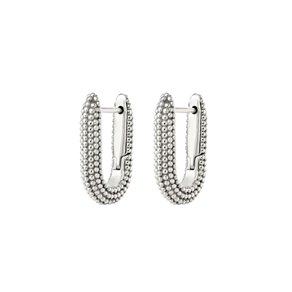 Dotted Oval Hoops Silber