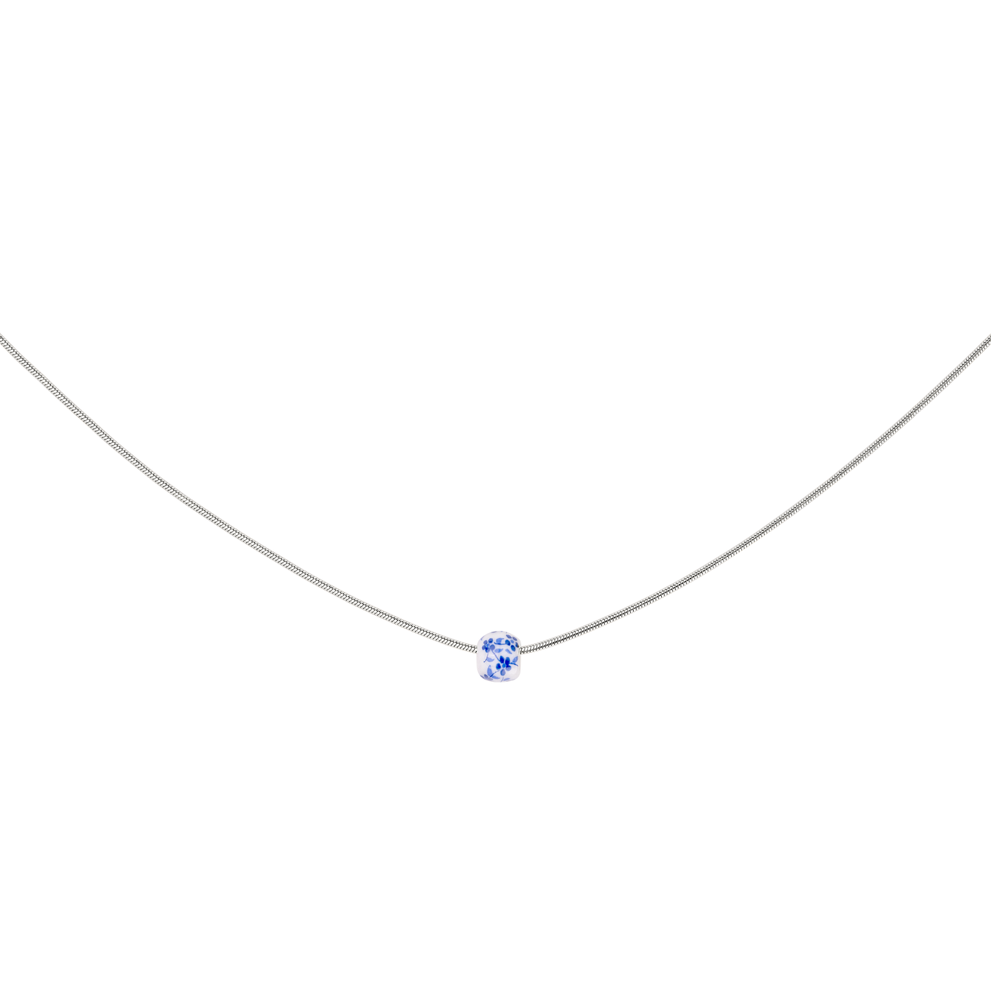Flower Tile Necklace Silber