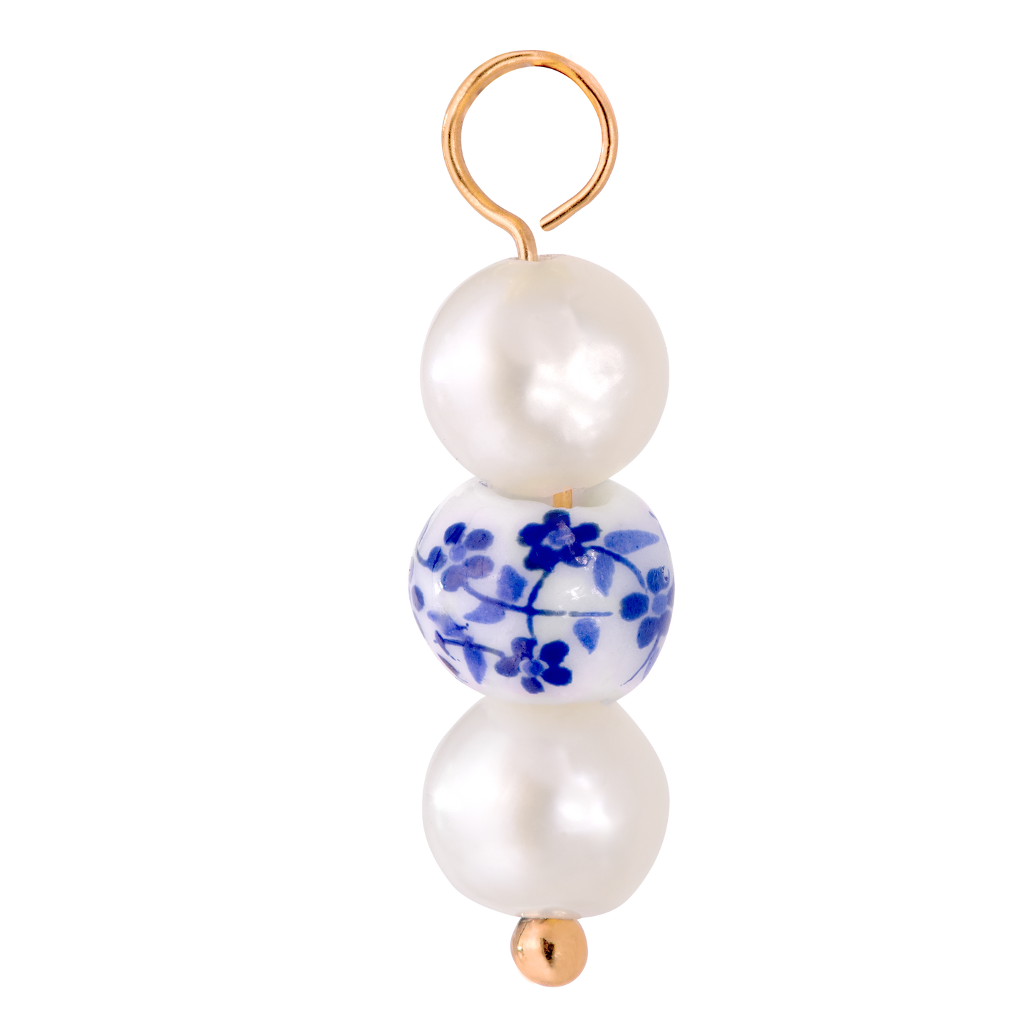 Flower Tile Pearl Hoop Set Small Roségold