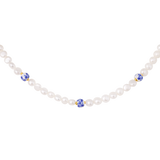 Flower Tile Pearl Necklace Gold