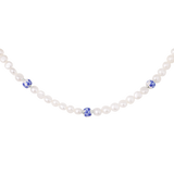 Flower Tile Pearl Necklace Silber