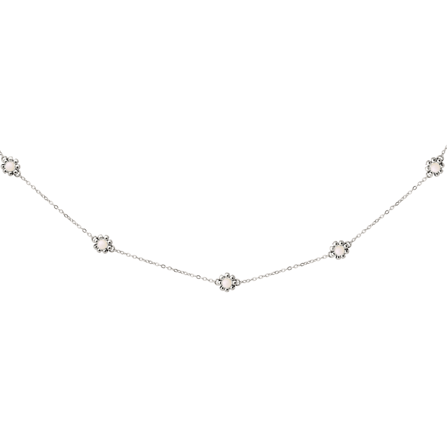 Flower 'n' Beads Necklace Silber