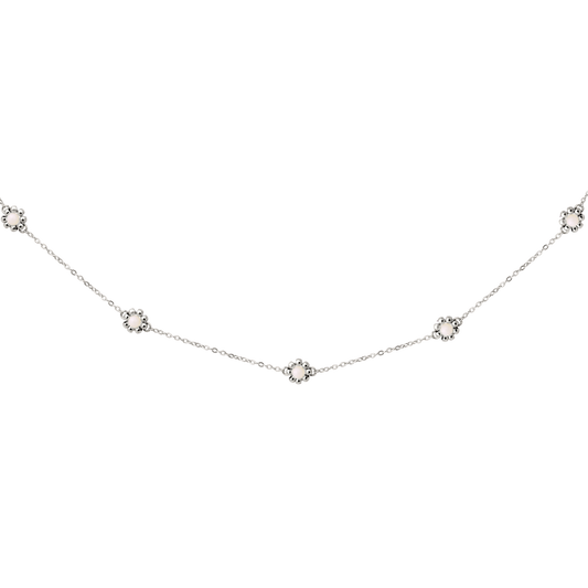 Flower 'n' Beads Necklace Silber