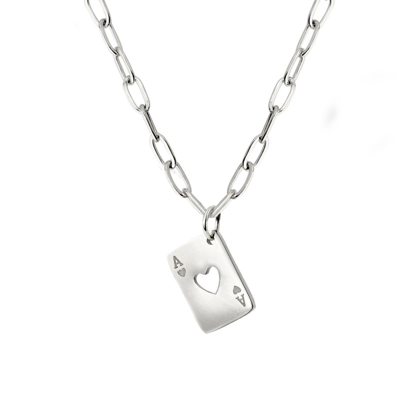 Heart Ace Necklace Silber