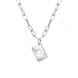 Heart Ace Necklace Silber