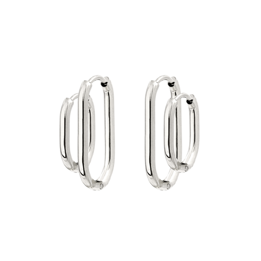 Oval Clean Hoop Bundle Silber