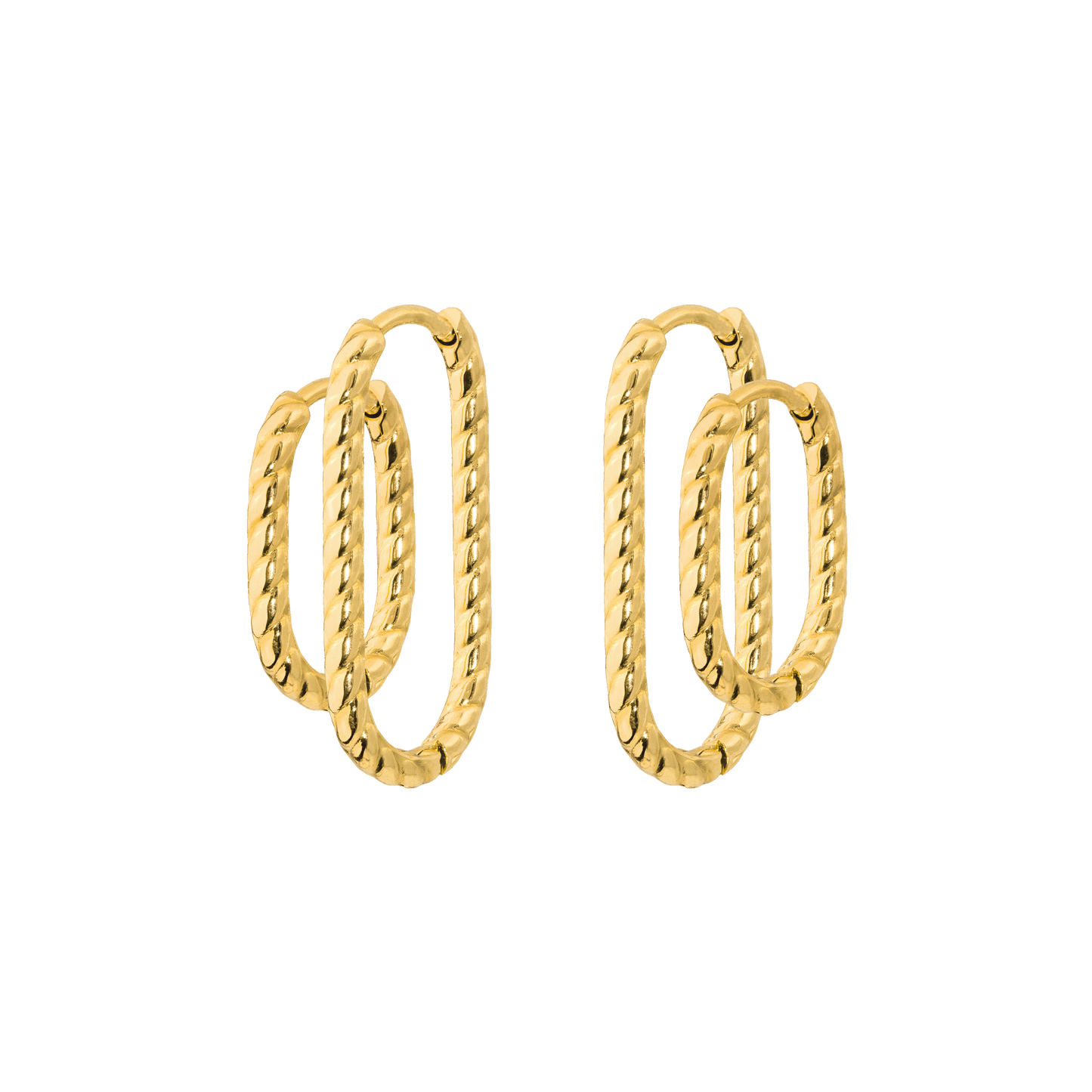 Oval Twisted Hoop Set Gold