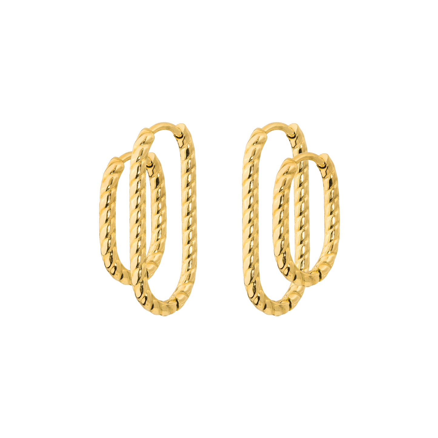 Oval Twisted Hoop Bundle Gold