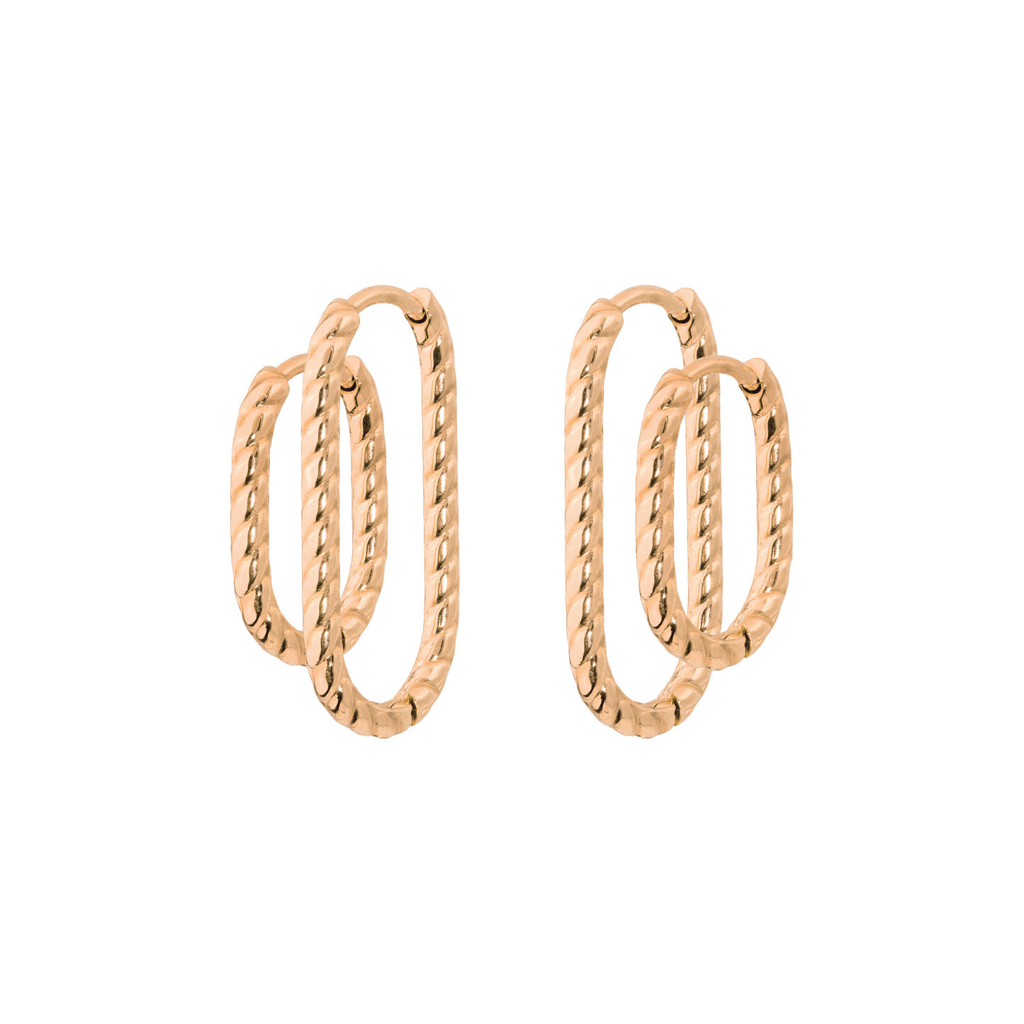 Oval Twisted Hoop Bundle Roségold