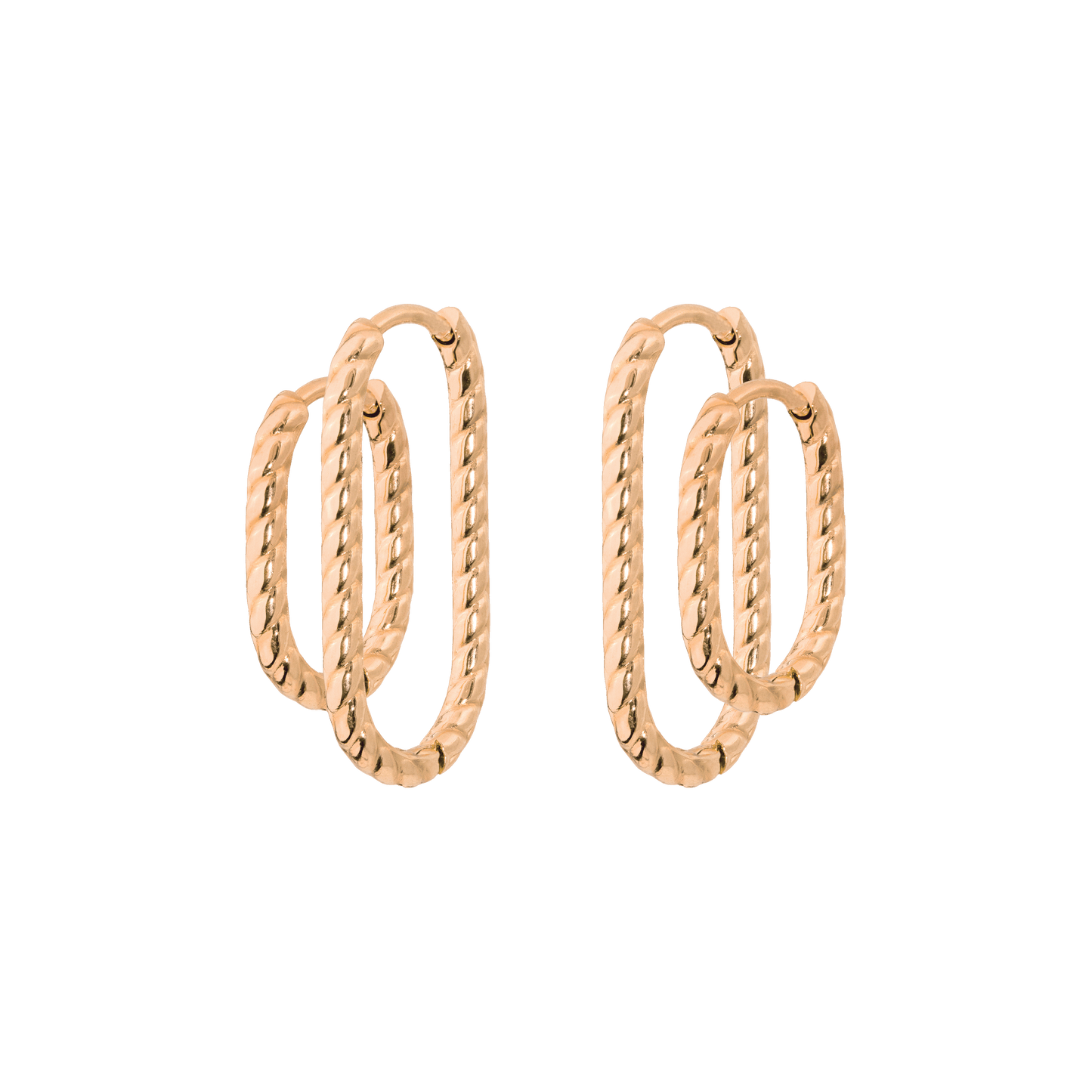 Oval Twisted Hoop Set Roségold