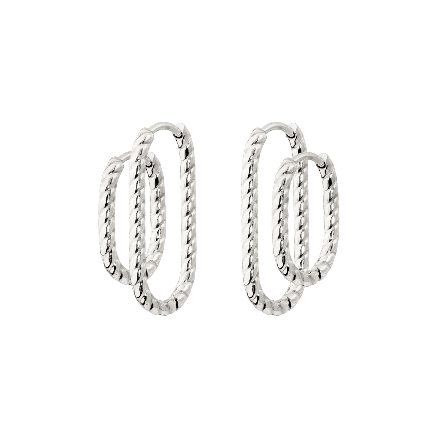 Oval Twisted Hoop Set Silber