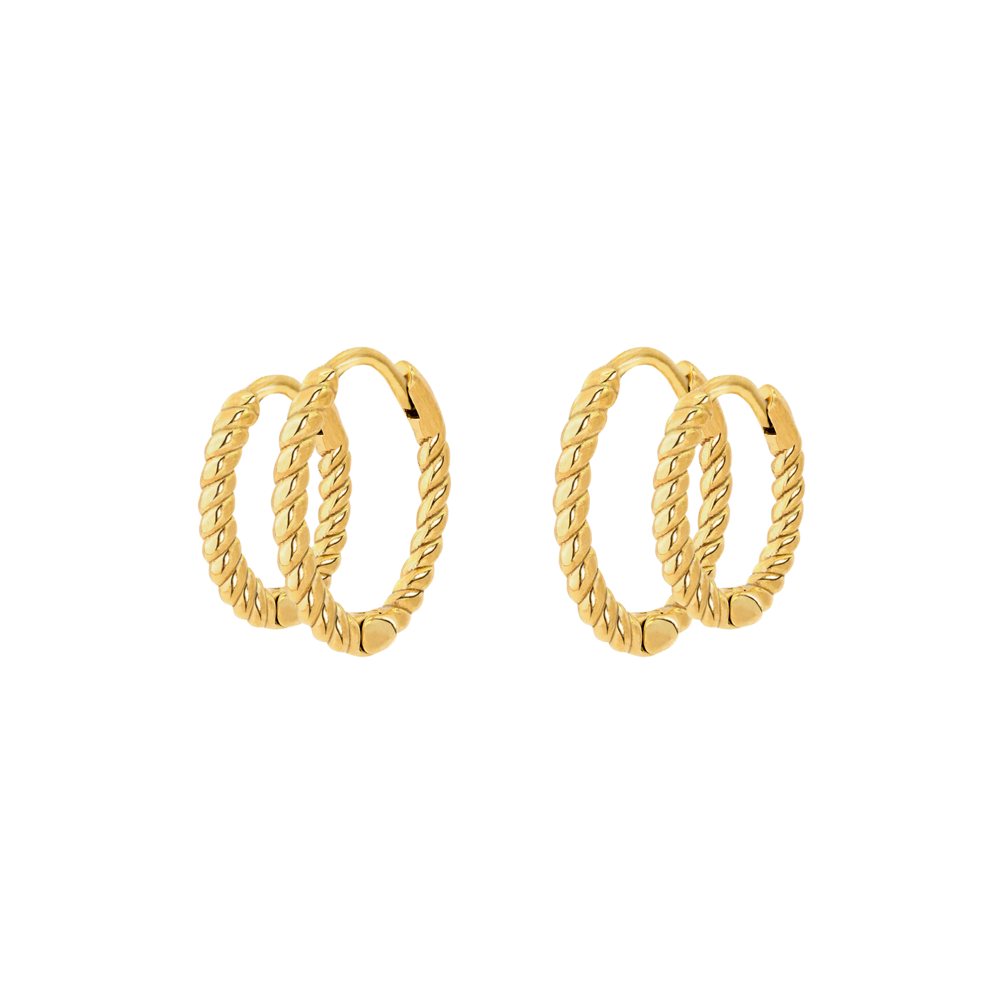 Twisted Hoop Set Small Gold