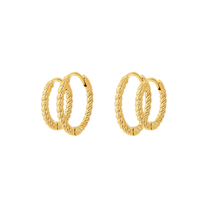 Twisted Hoop Bundle Small Gold