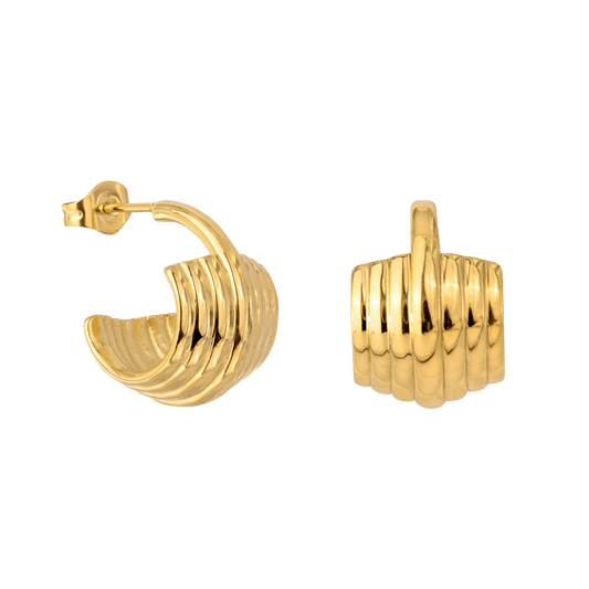 Winding Hoop Studs Gold