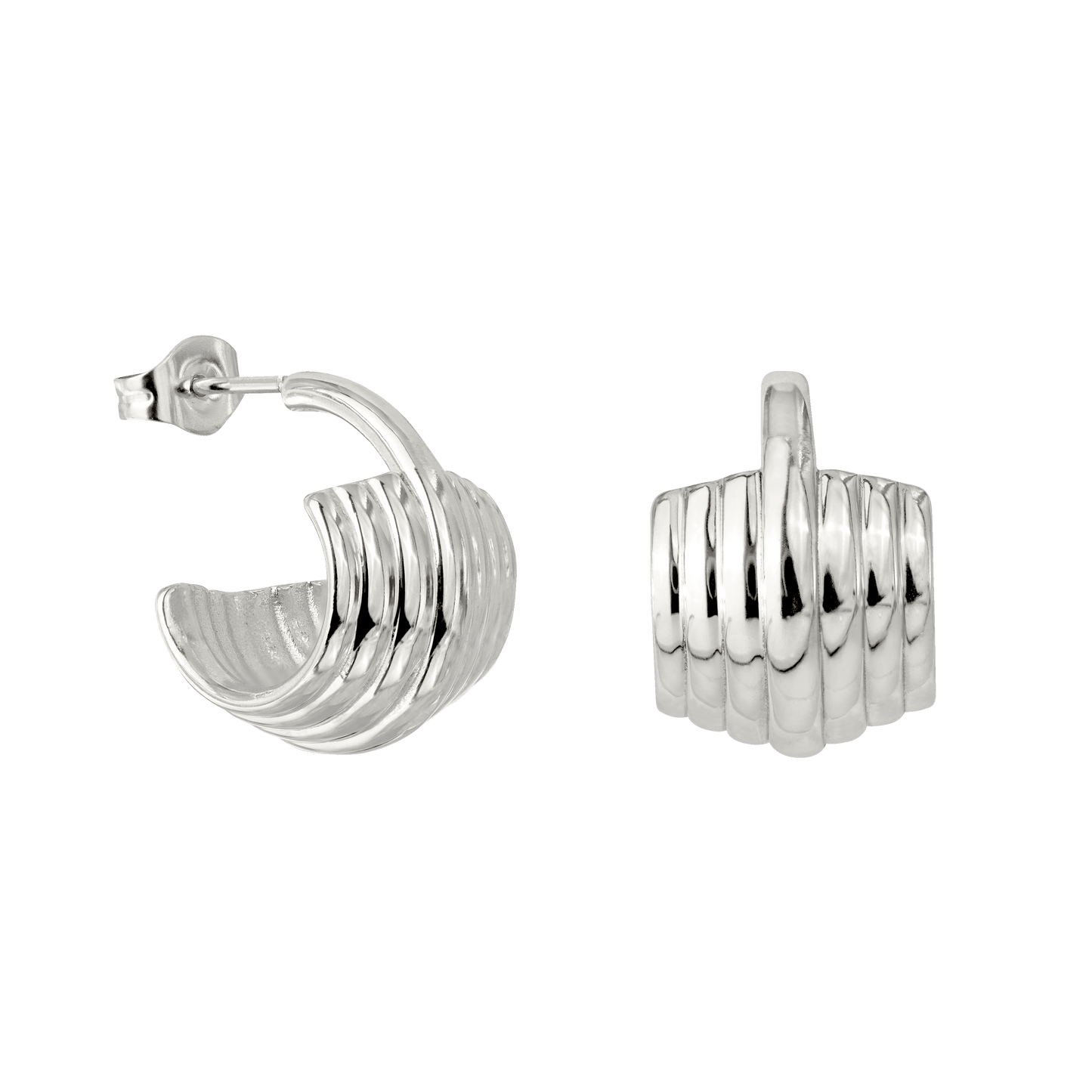 Winding Hoop Studs Silber