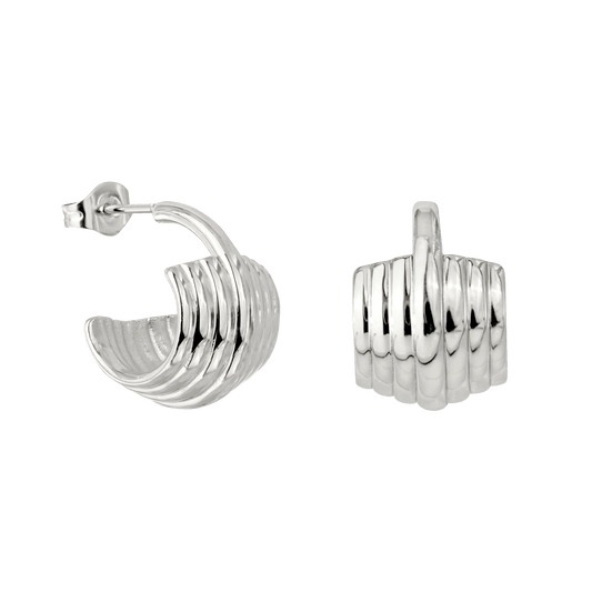 Winding Hoop Studs Silber