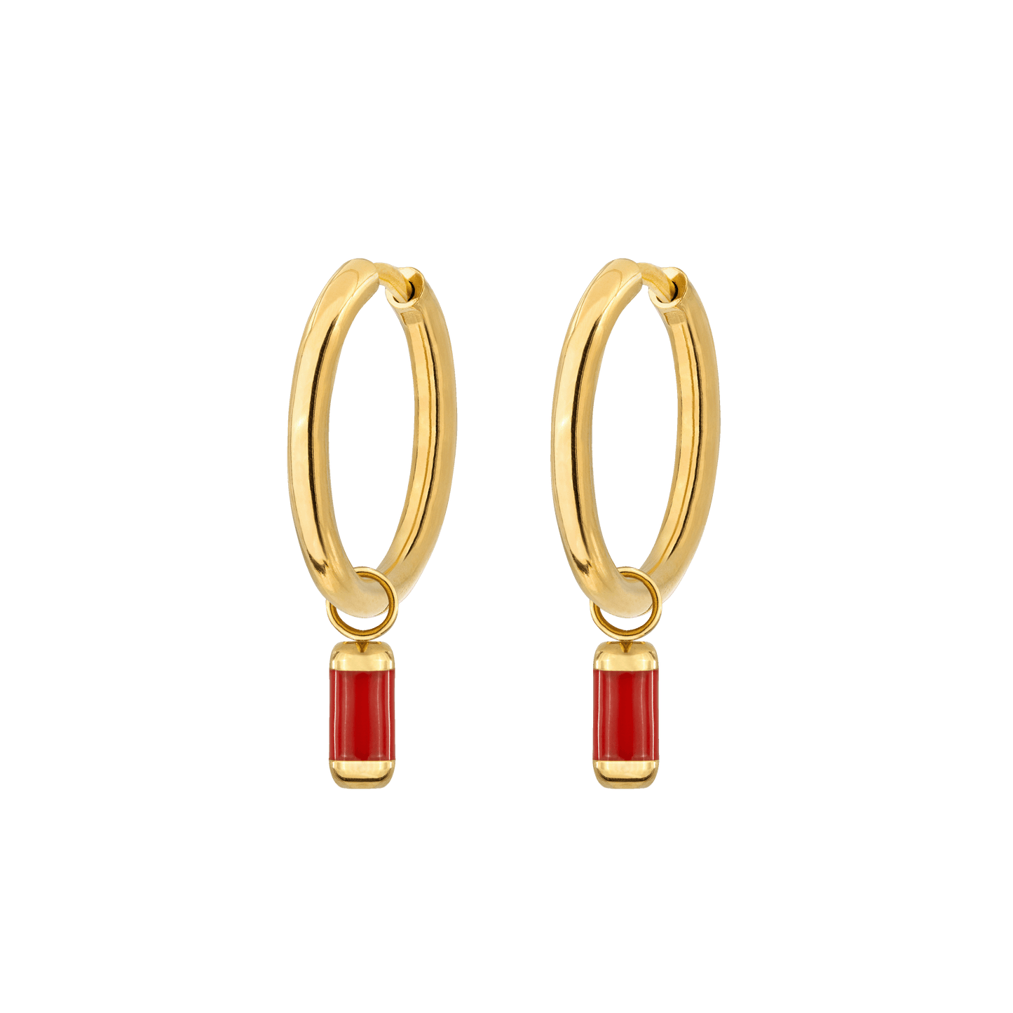 Coral Color Hoop Set Medium Gold