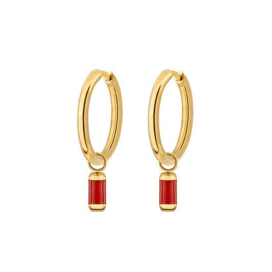 Coral Color Hoop Set Medium Gold