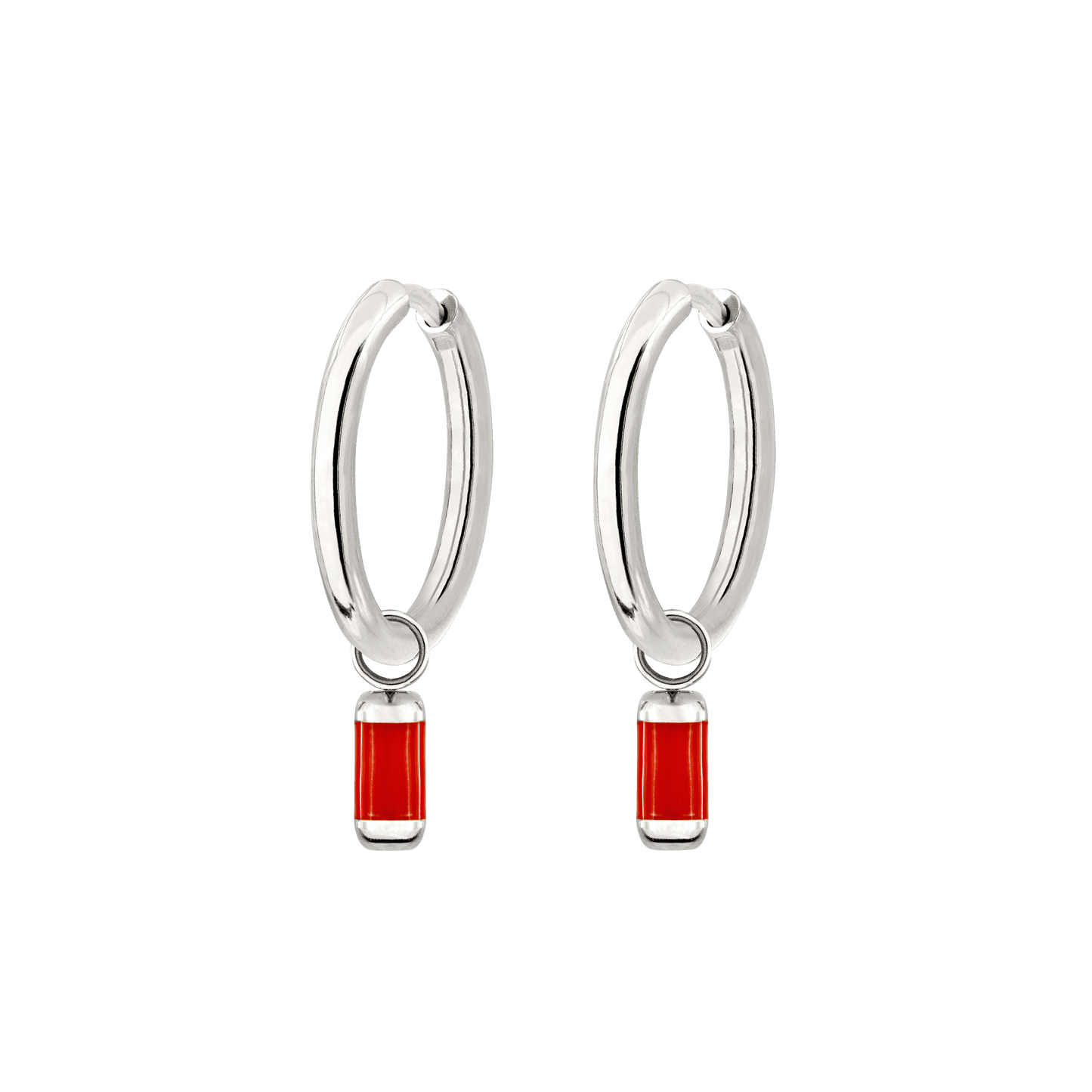 Coral Color Hoop Set Medium Silber