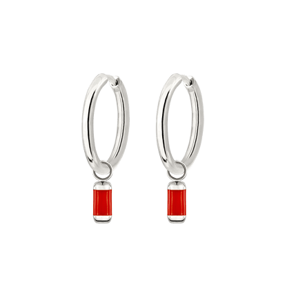 Coral Color Hoop Set Medium Silber