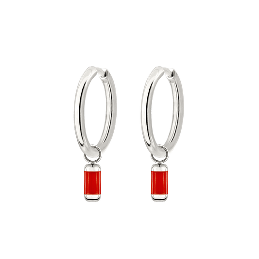 Coral Color Hoop Set Medium Silber