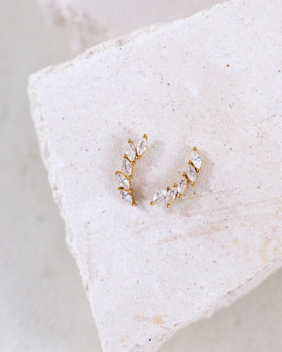 Sparkle Leaf Studs Gold