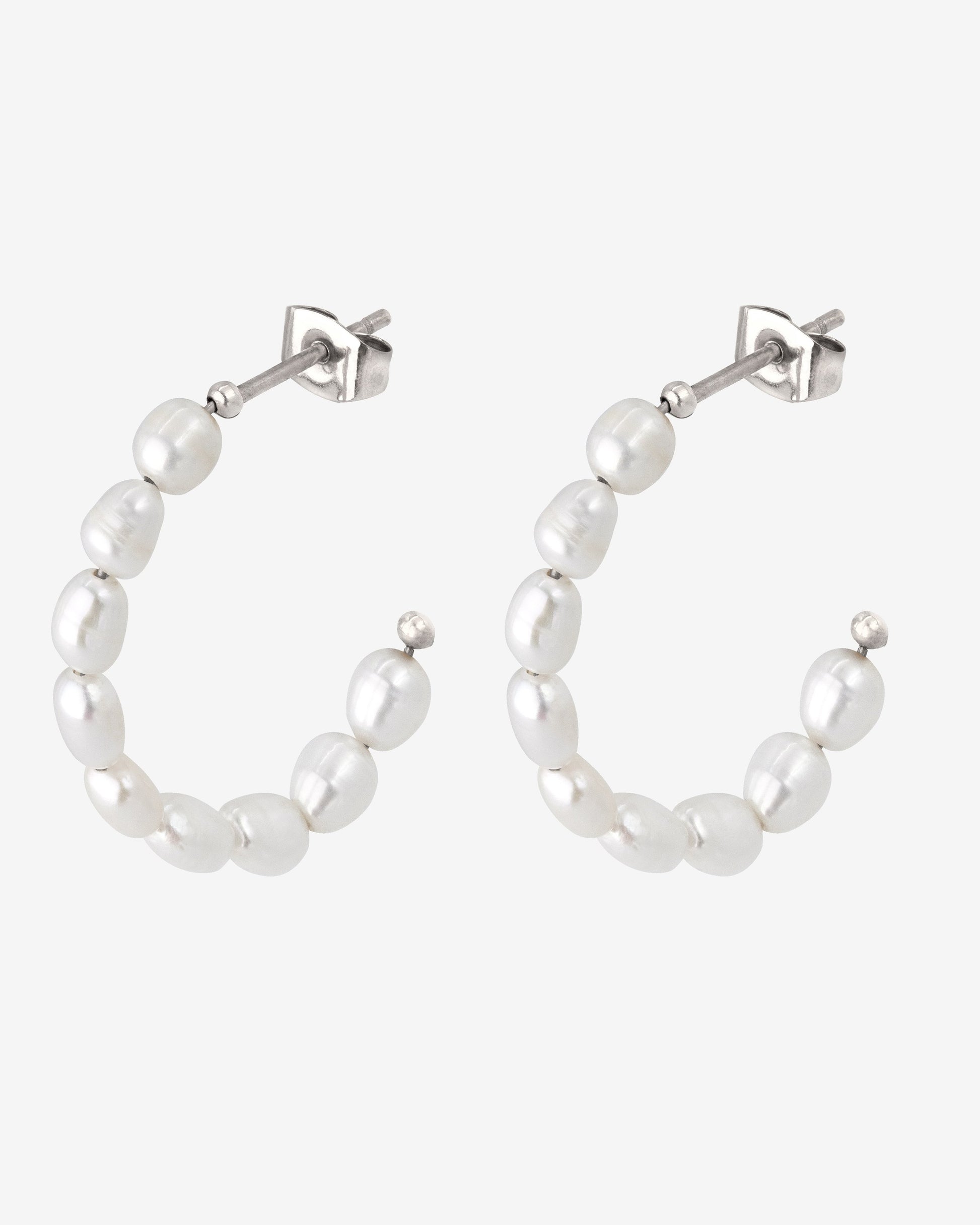 Pearly Leni Hoop Earrings Silber