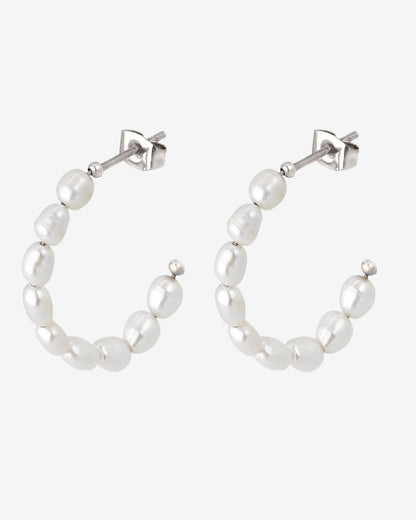 Pearly Leni Hoop Earrings Silber