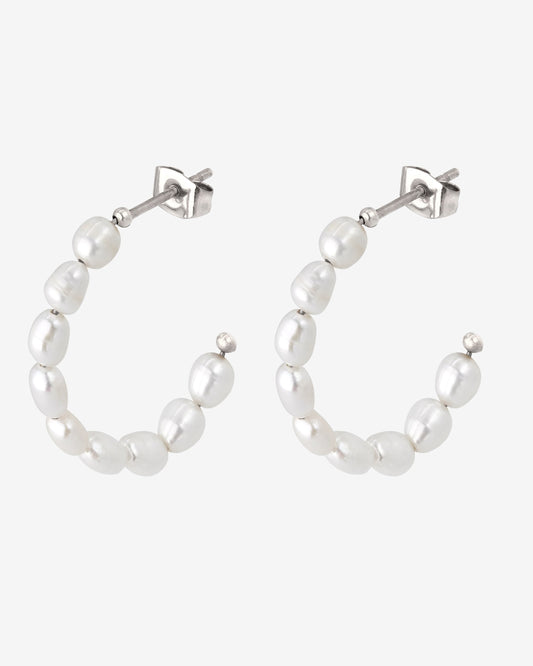 Pearly Leni Hoop Earrings Silber
