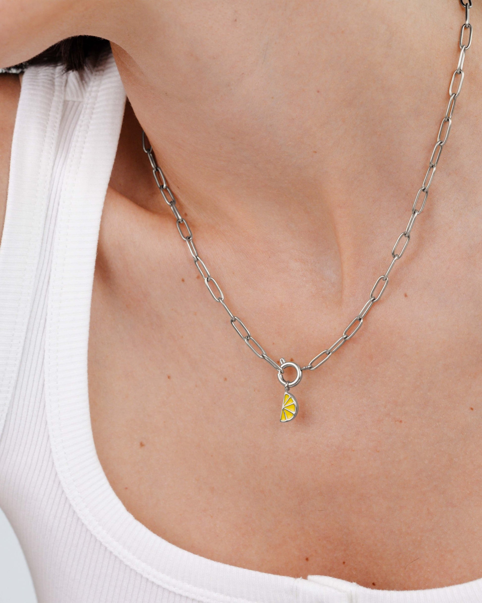 Zesty Oval Links Necklace Set Silber
