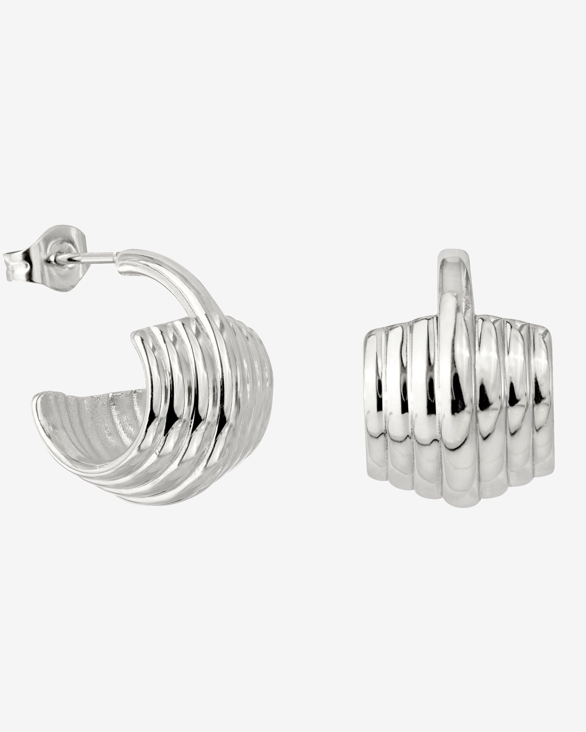Winding Hoop Studs Silber