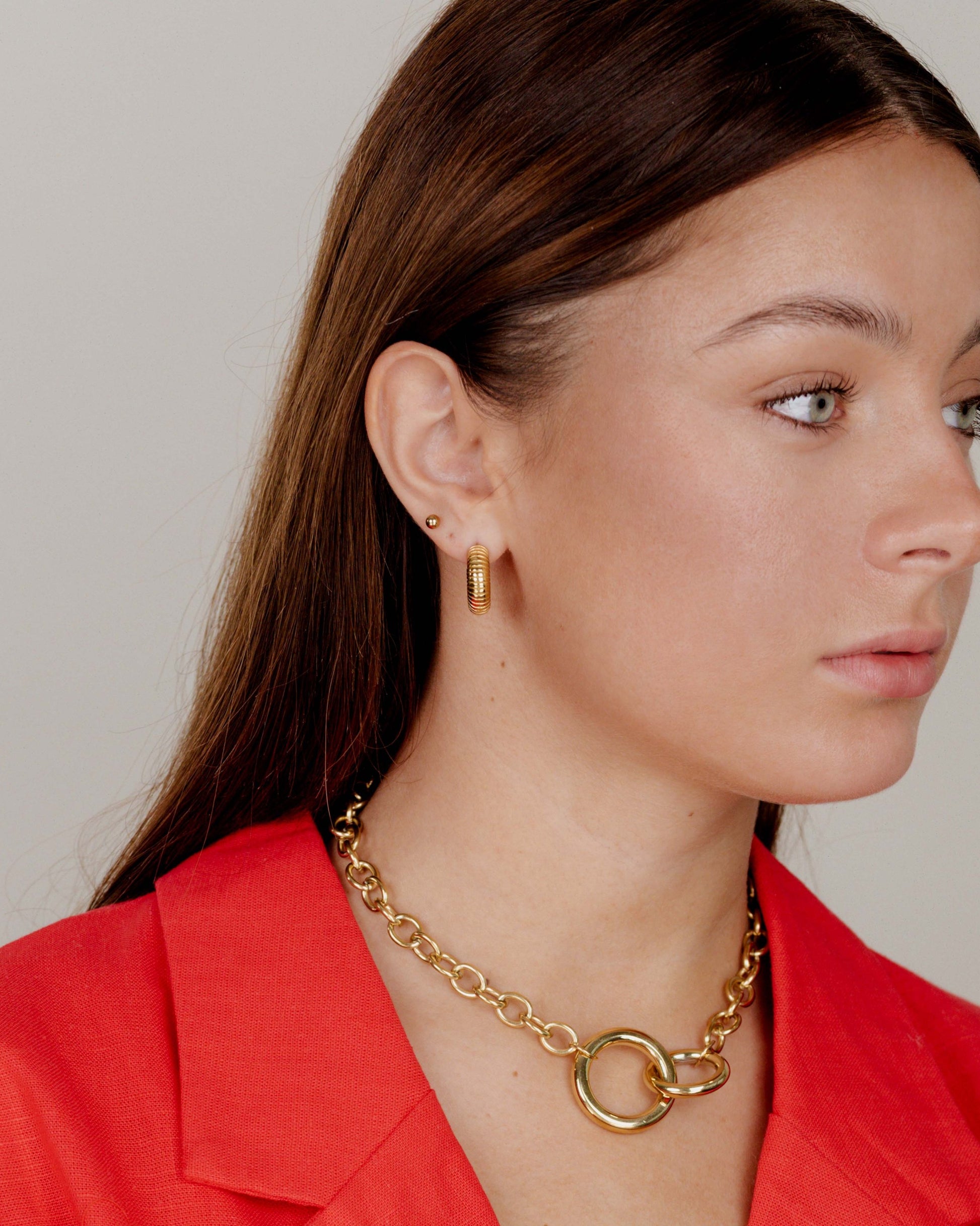 Spiral of Love Hoop Studs Small Gold