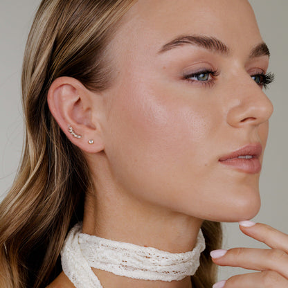 Sparkle Leaf Stud Bundle Silber