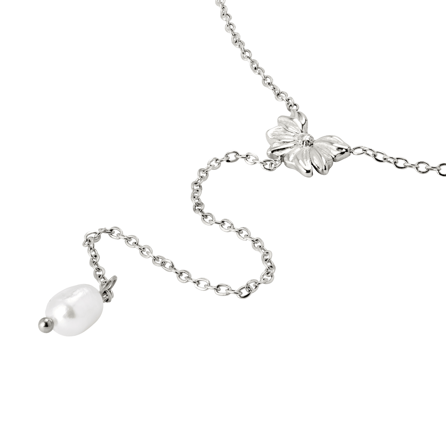 Petal Pearl Y-Necklace Silber