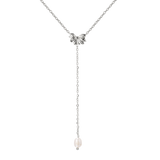Petal Pearl Y-Necklace Silber