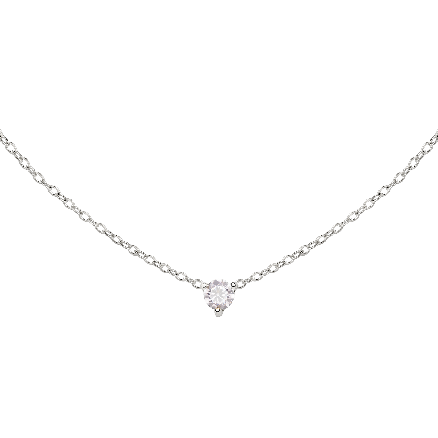 Solitaire Stone Choker Silber