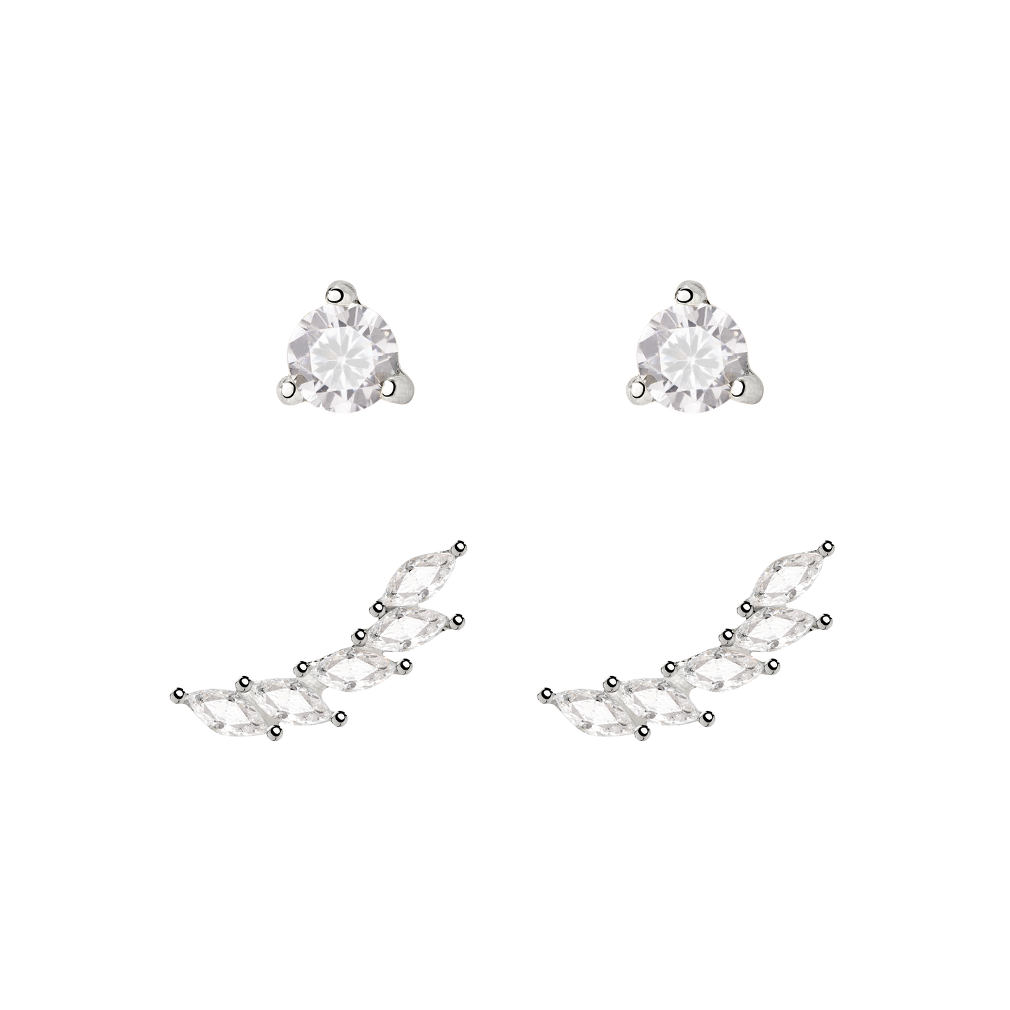 Sparkle Leaf Stud Bundle Silber
