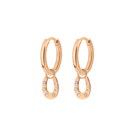 Blinged Horseshoe Hoop Set Small Roségold