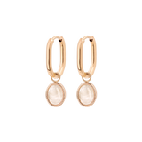 Blush Quartz Oval Hoop Set Baby Roségold