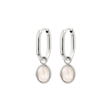 Blush Quartz Oval Hoop Set Baby Silber