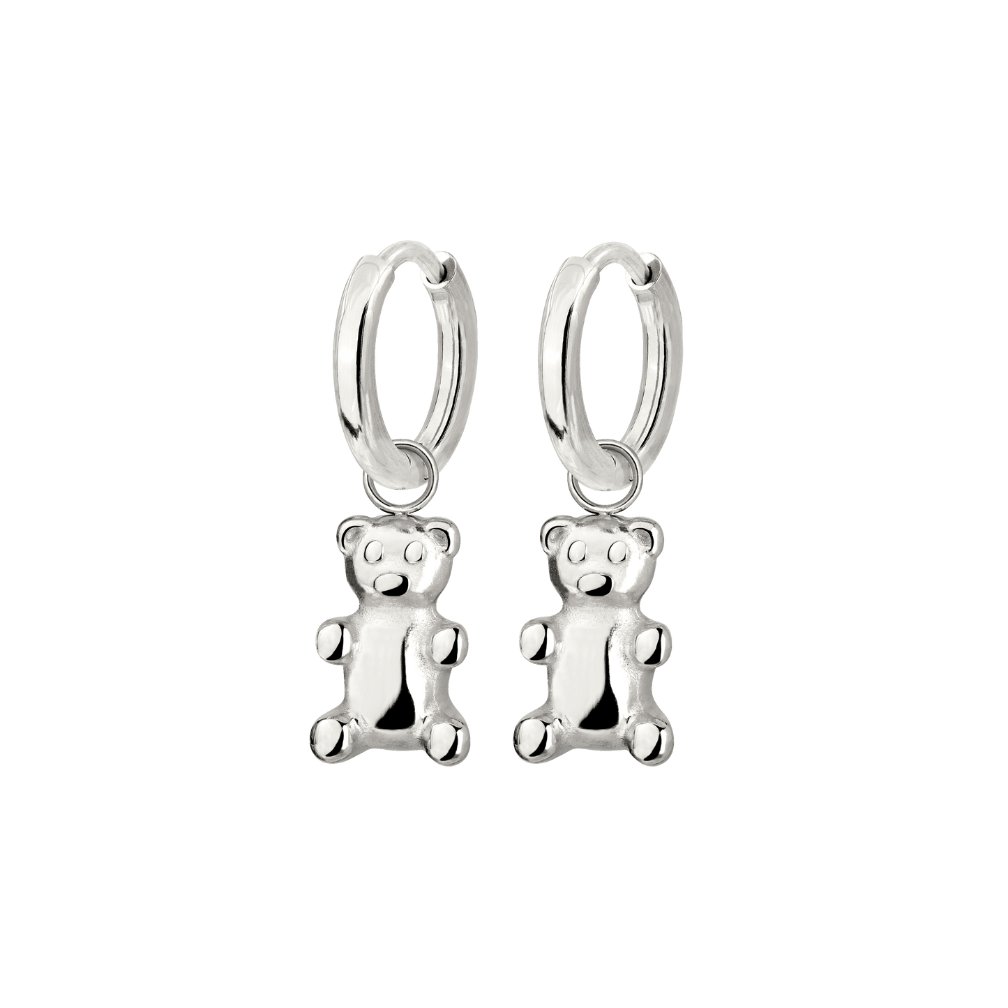 Fortune Bear Hoop Set Baby Silber