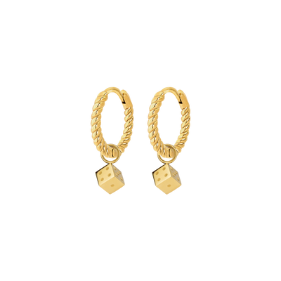 Lucky Dice Twisted Hoop Set Baby Gold
