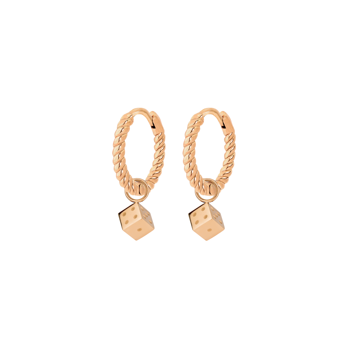 Lucky Dice Twisted Hoop Set Baby Roségold