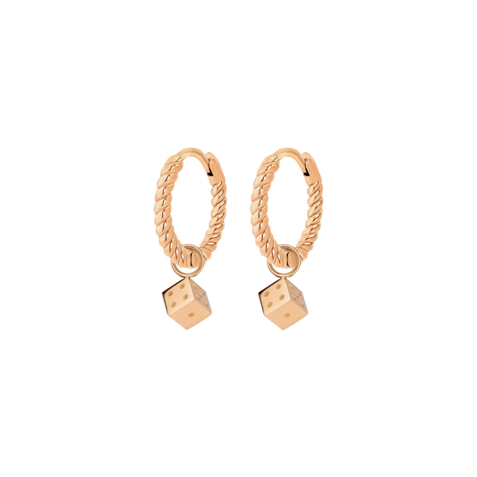 Lucky Dice Twisted Hoop Set Baby Roségold