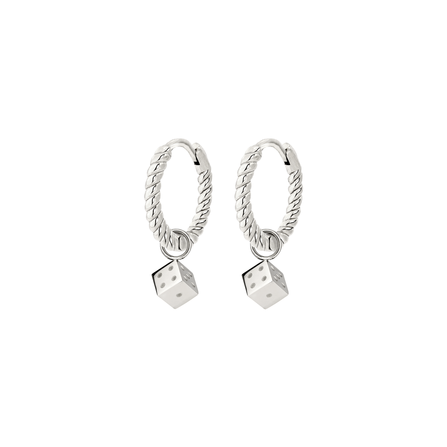Lucky Dice Twisted Hoop Set Baby Silber