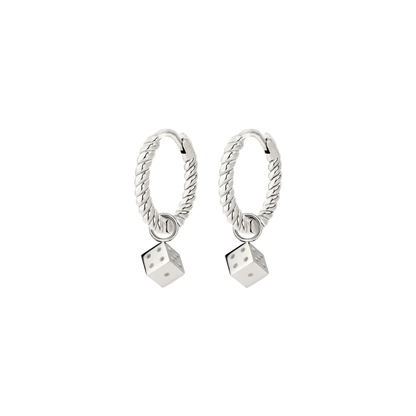 Lucky Dice Twisted Hoop Set Baby Silber