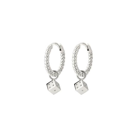 Lucky Dice Twisted Hoop Set Baby Silber
