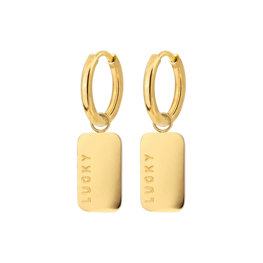 Lucky Pendant Hoop Set Small Gold