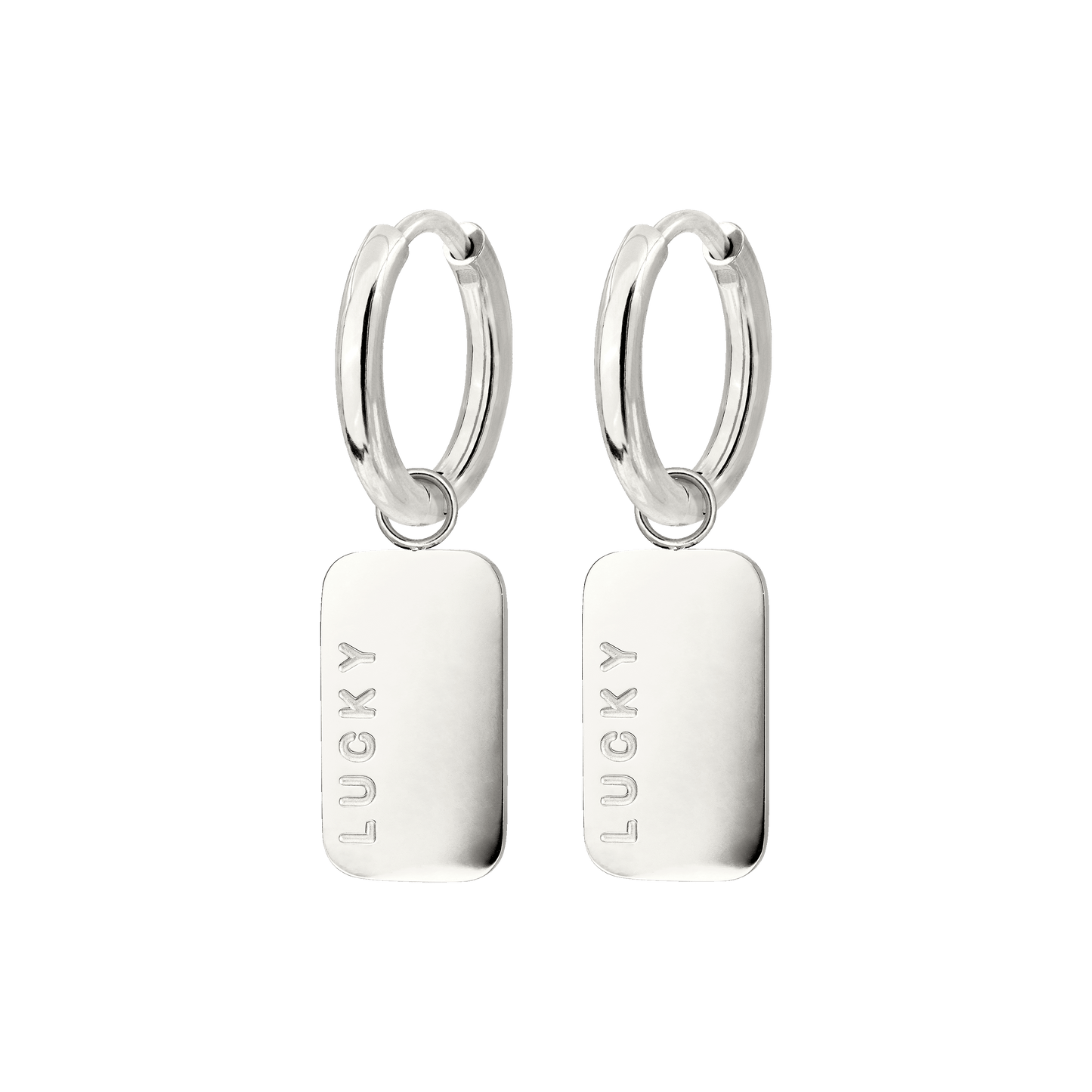 Lucky Pendant Hoop Set Small Silber