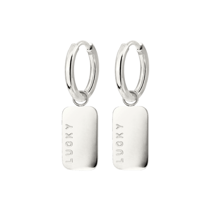 Lucky Pendant Hoop Set Small Silber